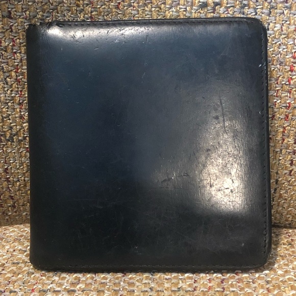 MCARTIER Black Leather Sapphire Gold Bifold Wallet Coin Pocket Made In France - Picture 3 of 17